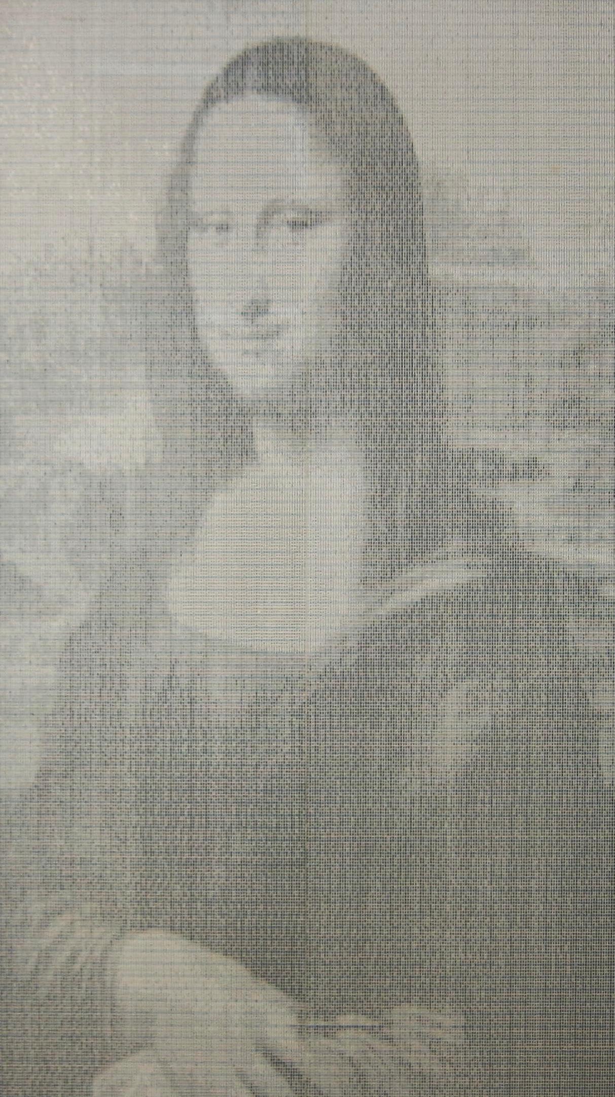 Unknown Portrait Print - Early Coded Computer Graphic Image of the Mona Lisa, circa 1970.