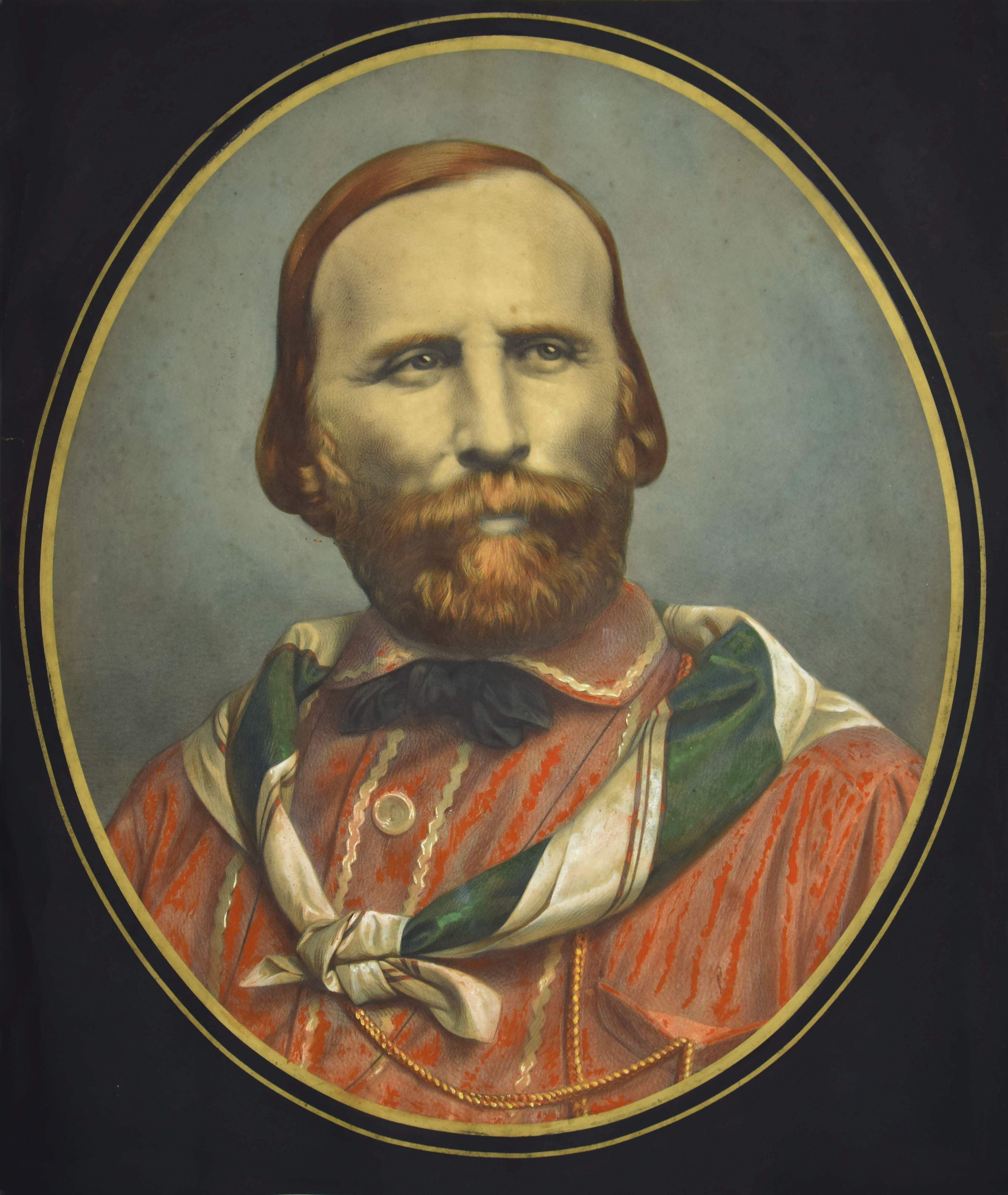 Early Portrait of Giuseppe Garibaldi - Original Lithograph 19th Century