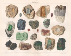 Edelsteine (pierres précieuses), gravure de bijoux allemande de géologie ancienne