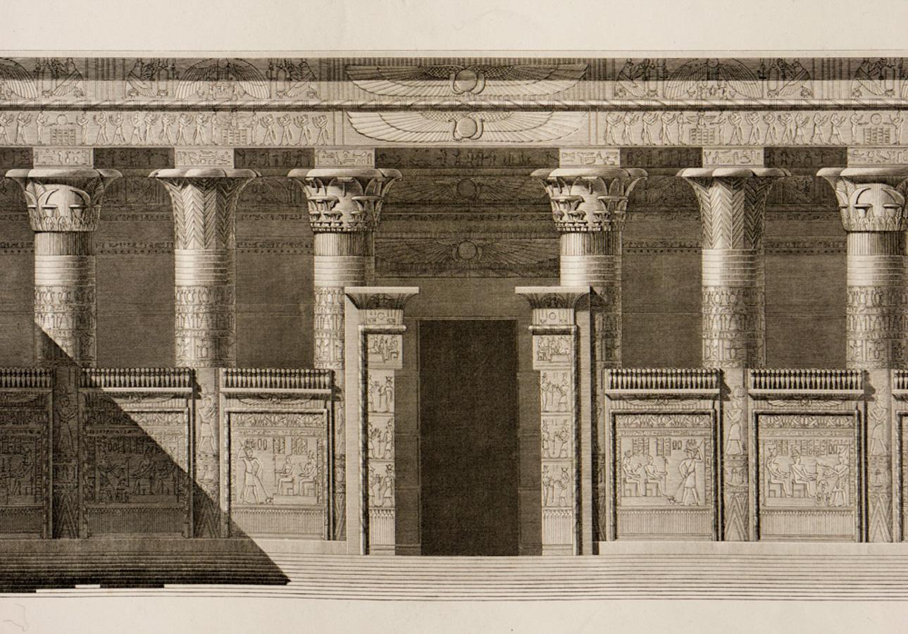 Edfou (Apolllinopolis Magna.)  / Elevation du Portique du Grand Temple - Print by Unknown