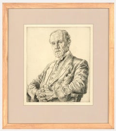 Vintage Edgar Holloway (1914-2008) - Framed Etching, Portrait of a Gentleman