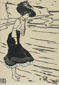 Edmund Lucchesi (1871-1964) - Framed Early 20th Century Woodcut, A Shallow Dip