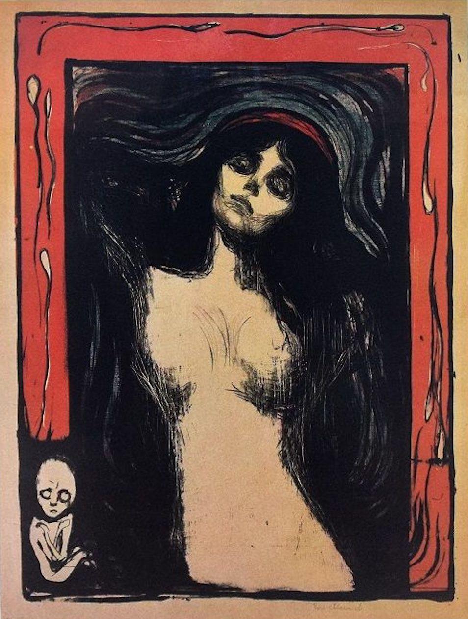 Unknown Figurative Print - Edvard Munch's Madonna - Lithograph on Paper After E. Munch - Early 1900