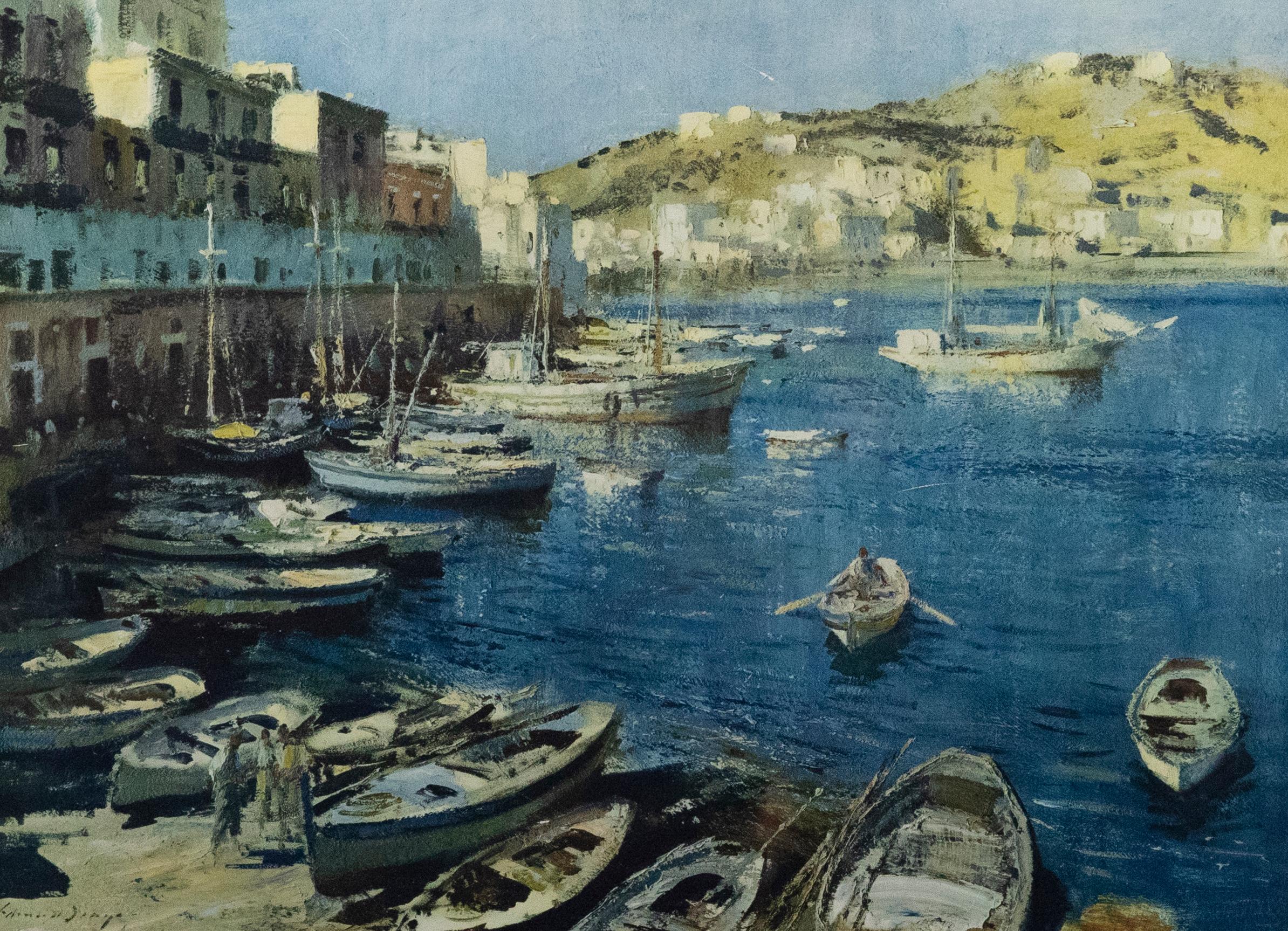 Edward Brian Seago (1910-1974) - Framed Lithograph, The Port of Ponza - Print by Unknown