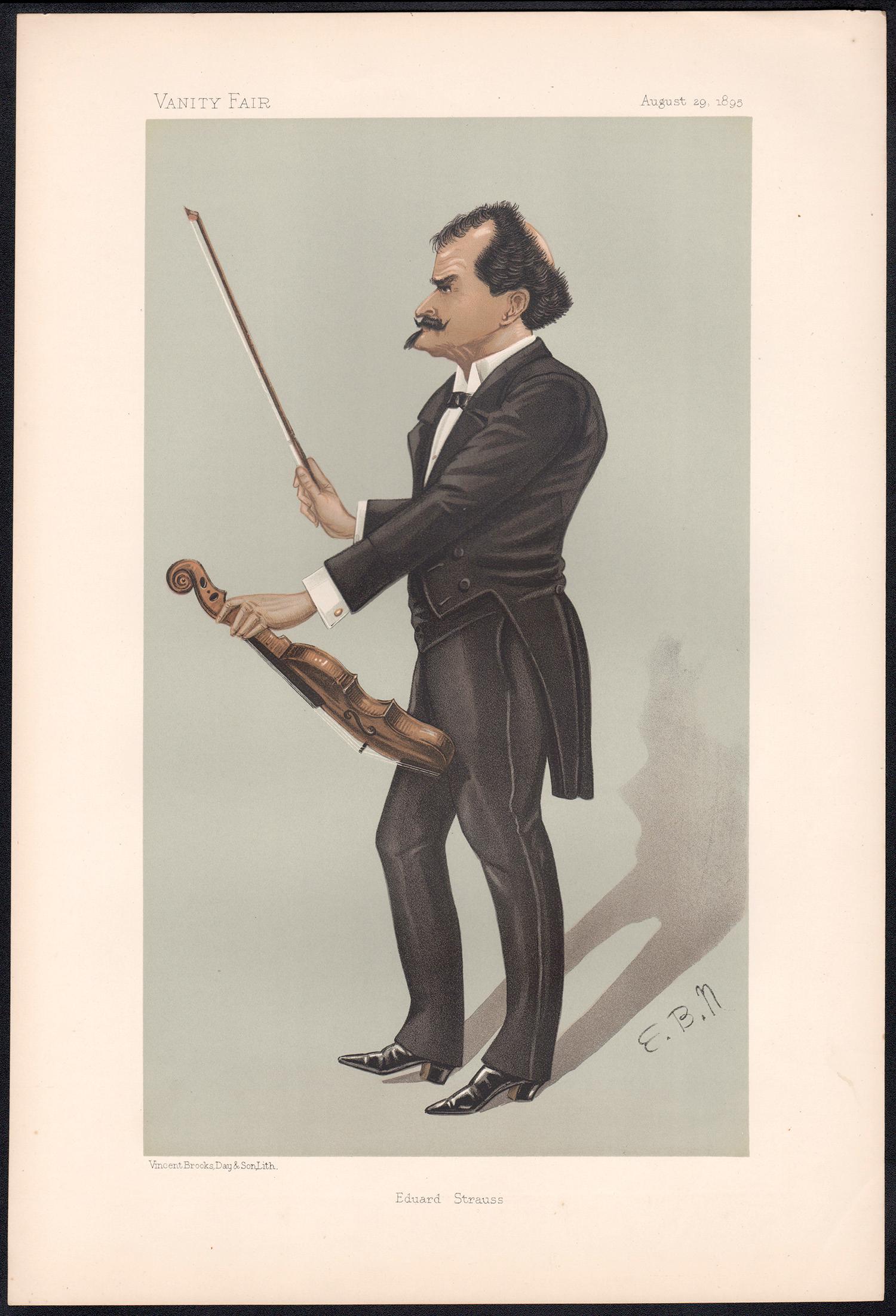 Edward Strauss, Vanity Fair composer violinist music portrait, 1895 - Print by Unknown