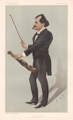 Antique Edward Strauss, Vanity Fair composer violinist music portrait, 1895