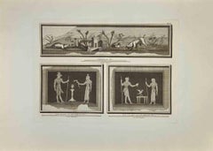 Ägyptische Gottheiten und exotische Tiere – Radierung – 18. Jahrhundert