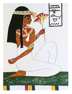 Egyptian Goddess with Flower, Portraits Lithograph by Gina Lombardi Bratter