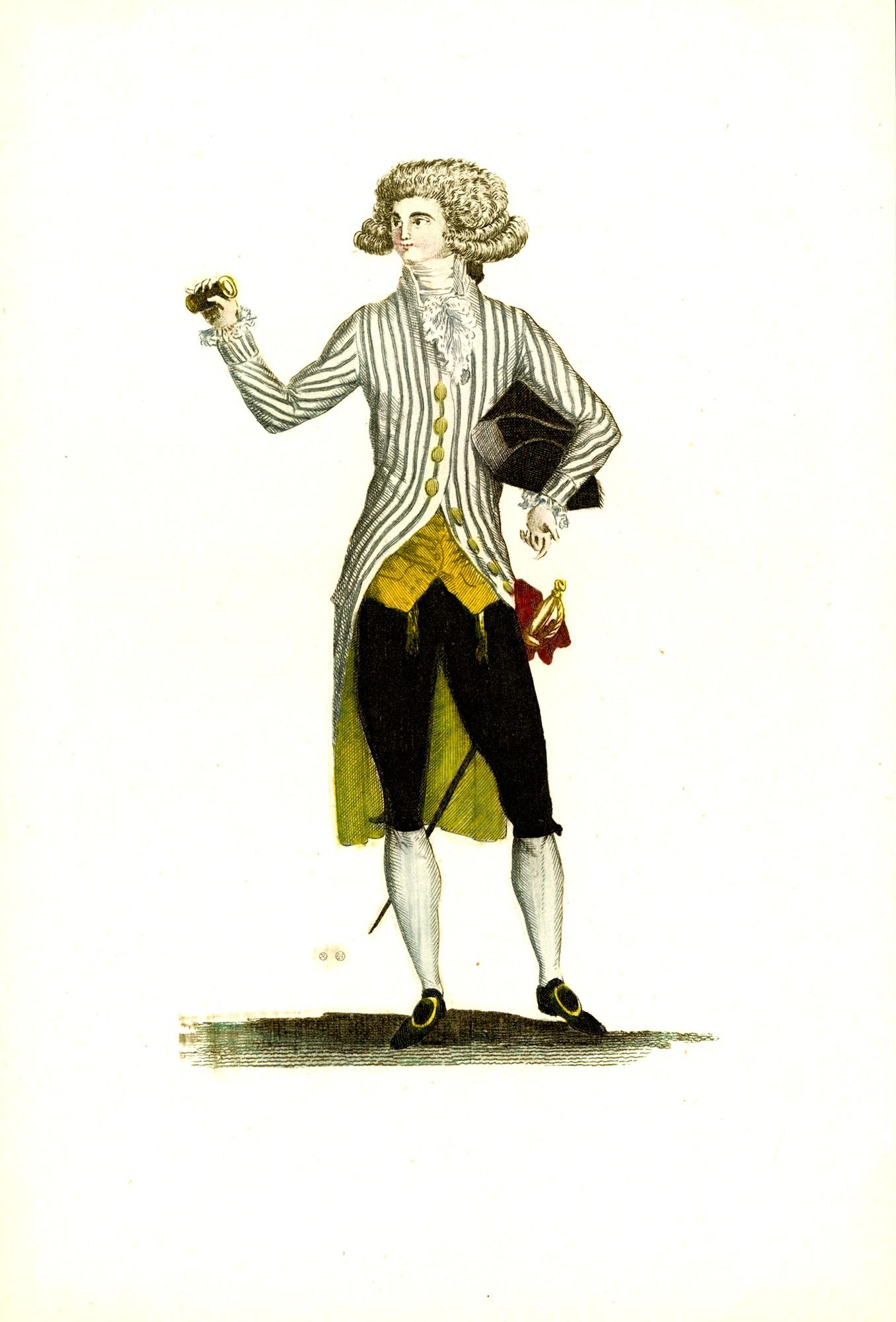 Otto tavole di moda del XVIII secolo dal portfolio Modes, di M. Connat - Still-Life Print Beige di Unknown