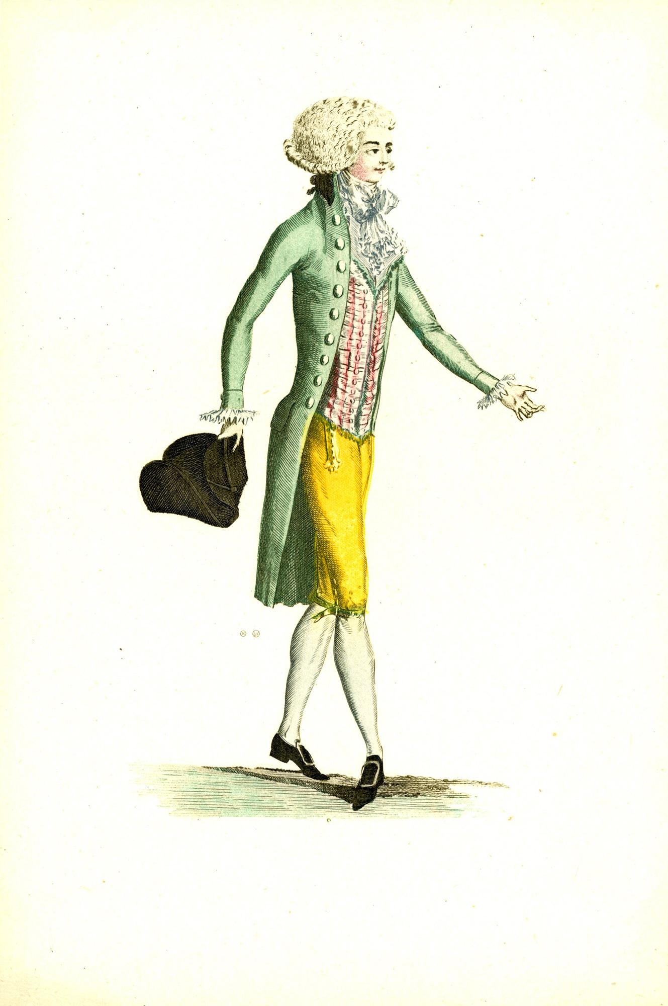 Otto tavole di moda del XVIII secolo dal portfolio Modes, di Madeleine Connat.

Parigi: Paris Etching Society, 1951. Ciascuna incisione con colorazione a mano ad acquerello su carta vergata color crema, ciascuno 9 3/8 x 6 5/8 pollici (217 x 167 mm)
