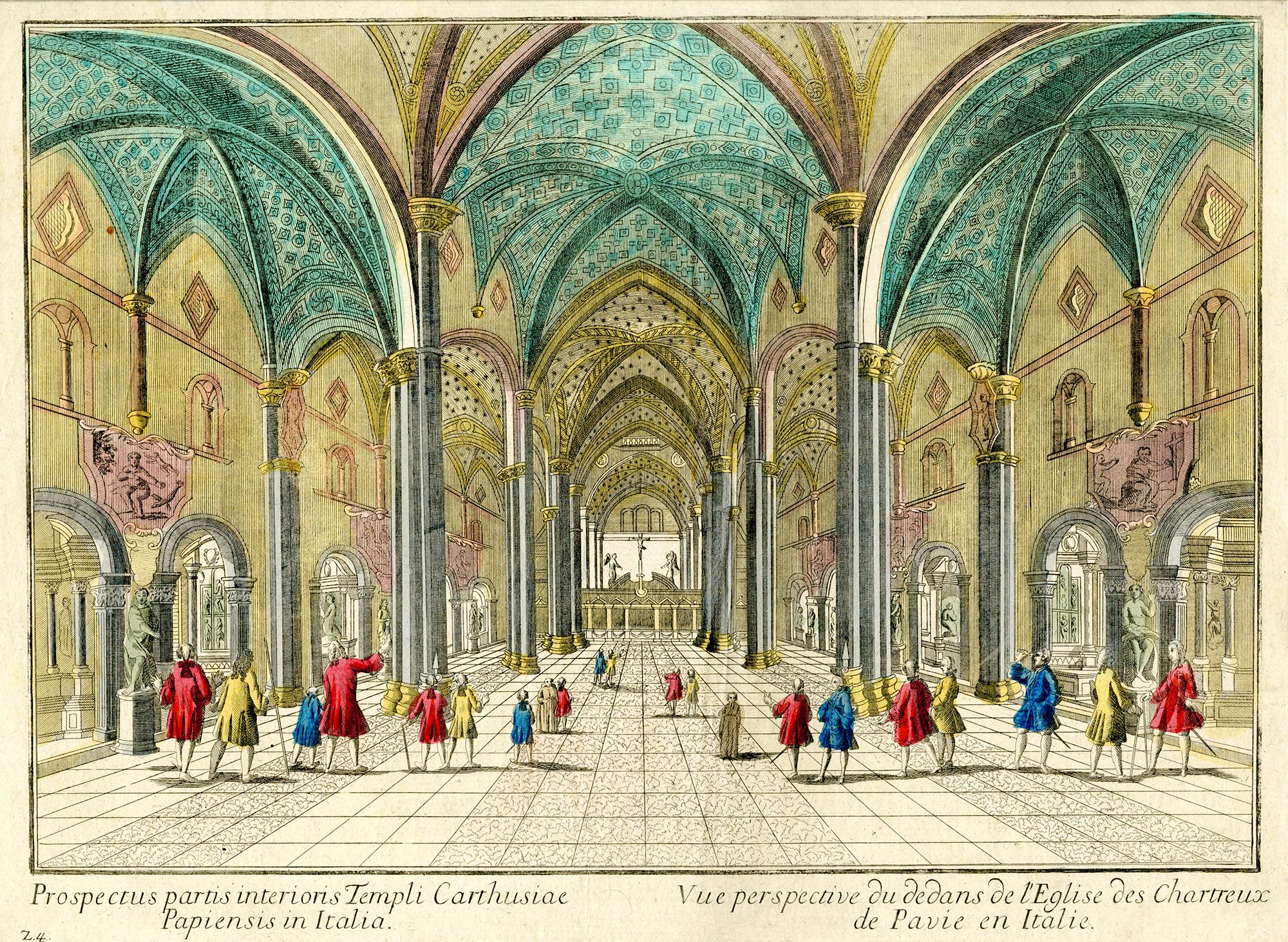 Eight (8) French Optical Views of of Royal Gardens, Palaces, and Churches 1