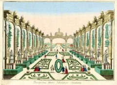 Eight (8) French Optical Views of of Royal Gardens, Palaces, and Churches