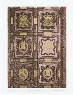 « El Escorial », gravure sur carreaux de porte d'architecture de la Renaissance espagnole, par Faber