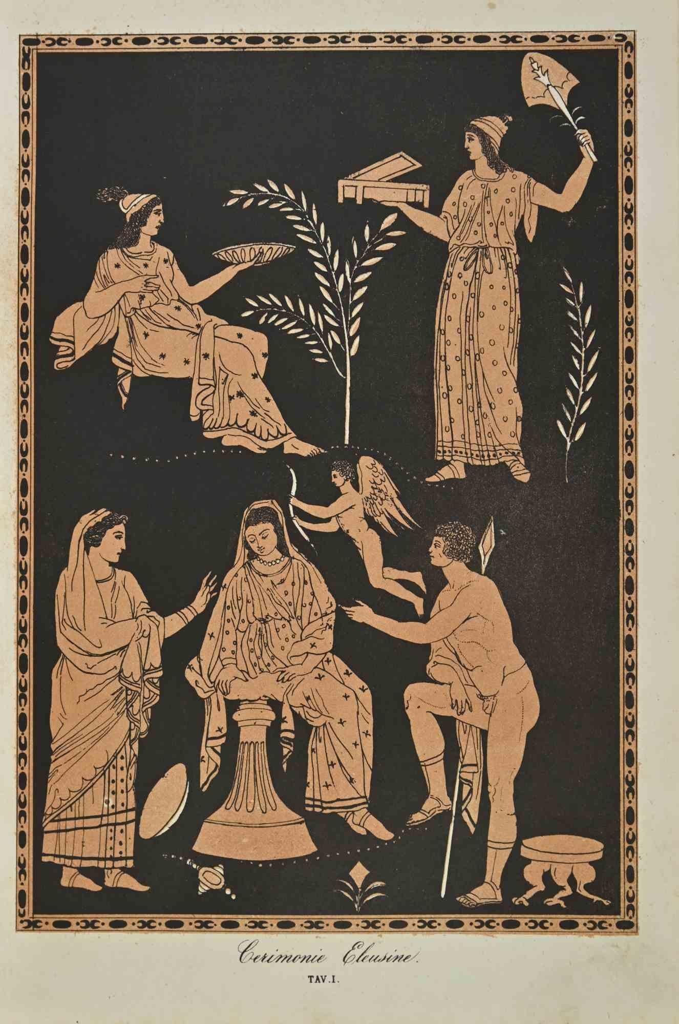 Unknown Figurative Print - Eleusinian Ceremonies - Lithograph - 1862