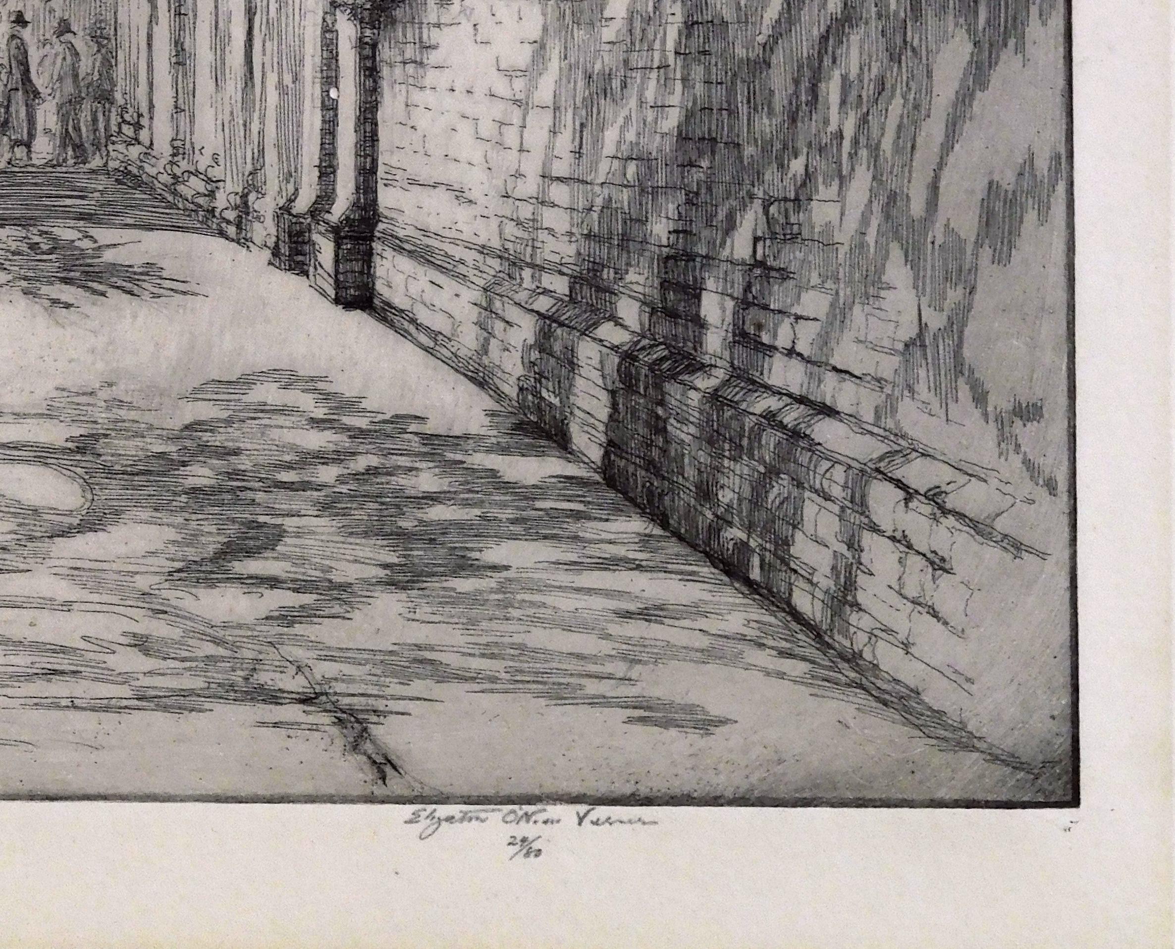 Incisione originale di Elizabeth O'Neil Verner, 1928 circa, Charleston - Landscape Print Grigio di Unknown