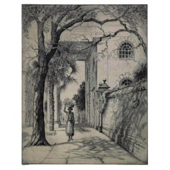 Antique Elizabeth O’neill Verner Original Etching, Circa 1928, Charleston