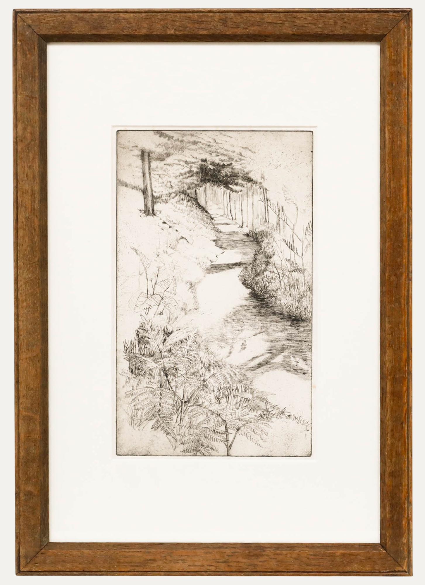 Ellen K. Hallett (1888-1988) - c.1920 Etching, Leigh Woods, Bristol
