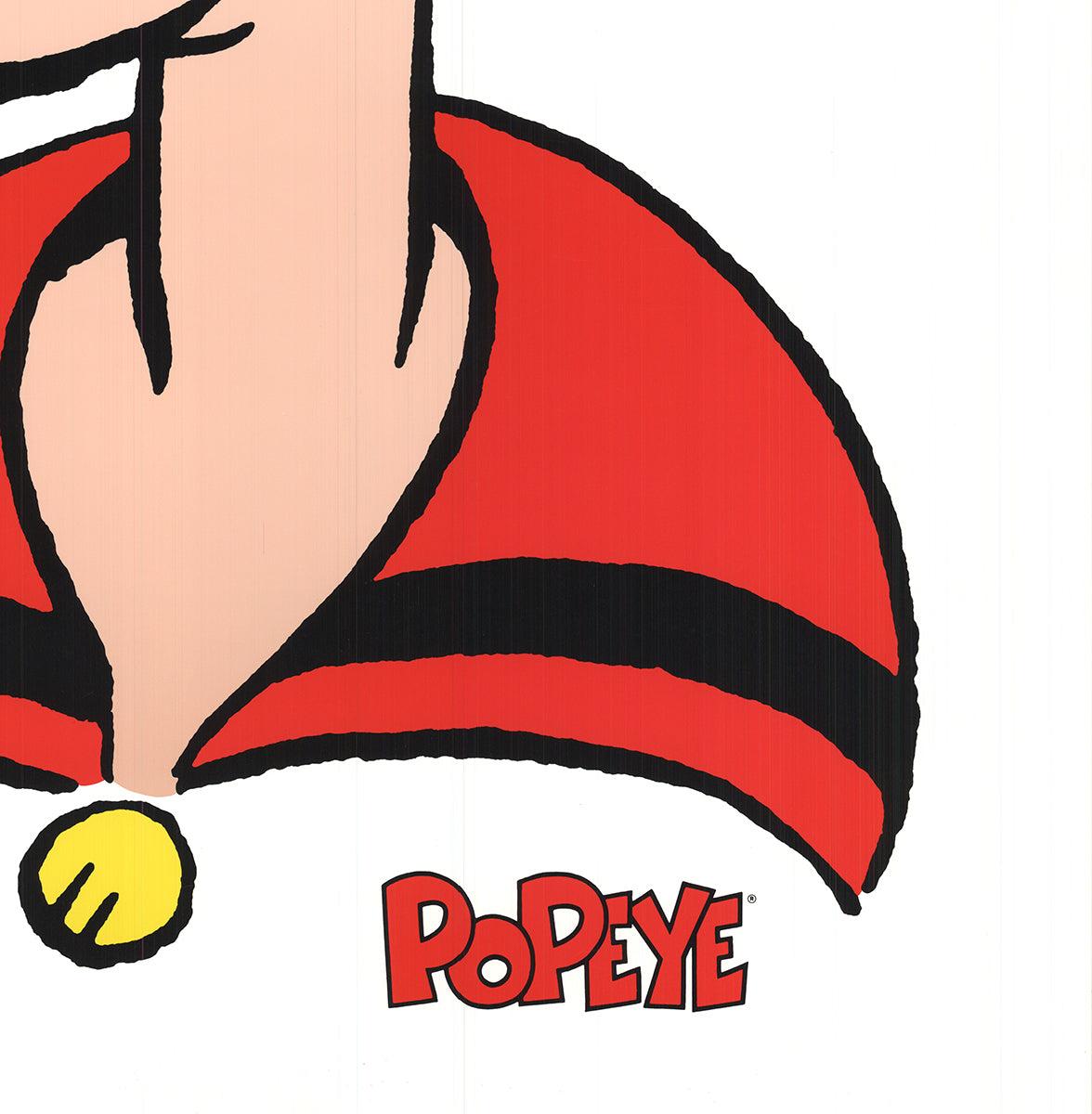 Dieses Plakat, das 1992 von Graphique de France veröffentlicht und vertrieben wurde, zeigt die kultige Zeichentrickfigur Popeye. Popeye, der für seine unverwechselbare Spinatkraft bekannt ist, wird in seinem klassischen Matrosen-Outfit, mit seinen