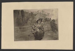 Embarking - Original Etching and Dry point - 19th Century