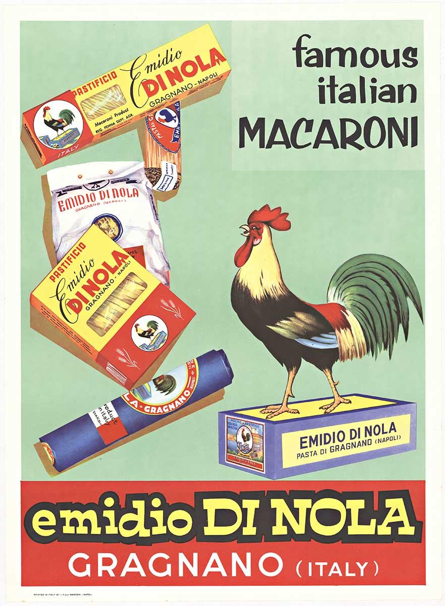 Unknown Still-Life Print – Original italienisches Original-Vintage-Nahrungsplakat Emidio di Nola Italian Macaroni