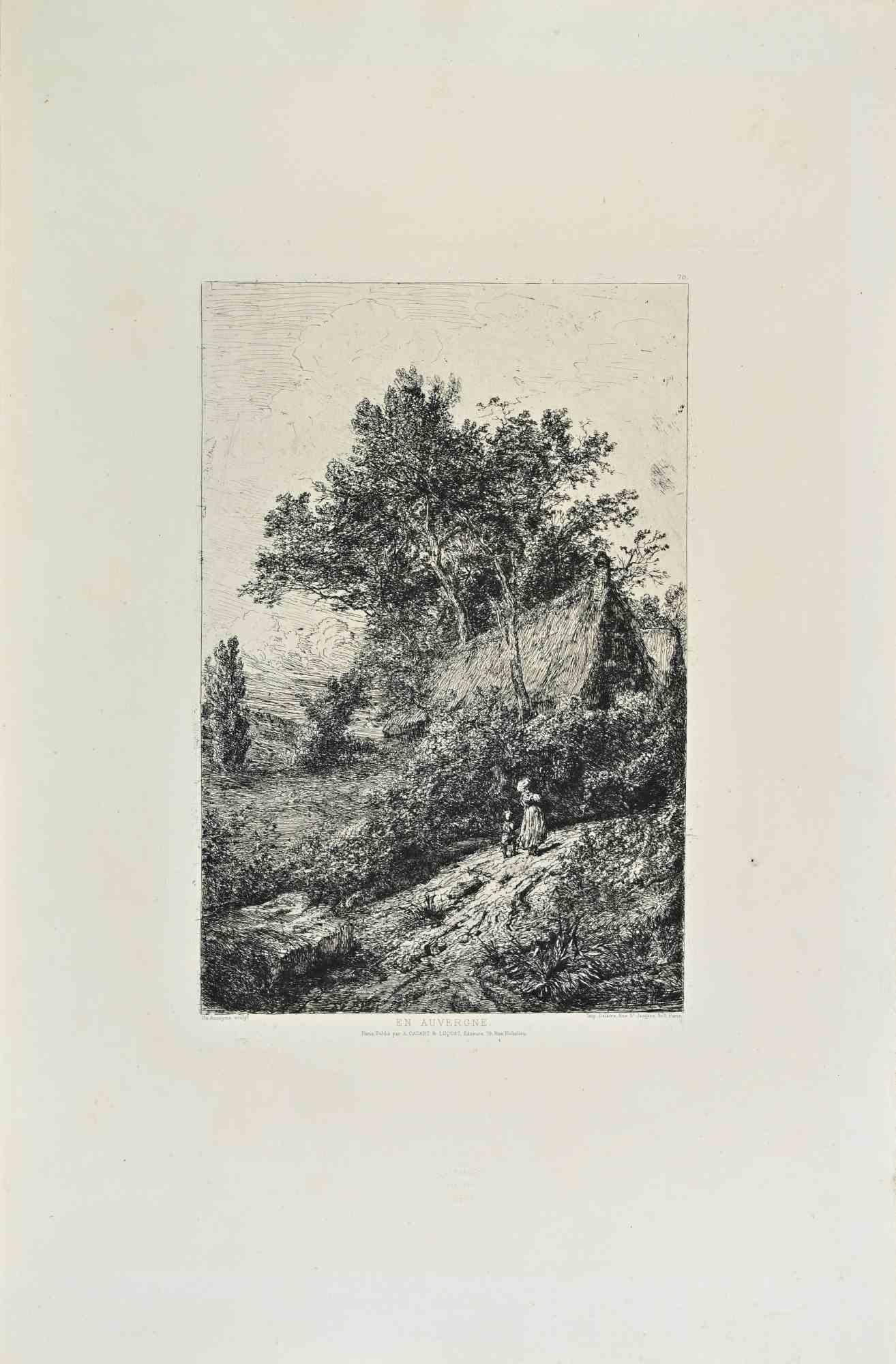 Unknown Figurative Print - En Auvergne - Etching - 1870s
