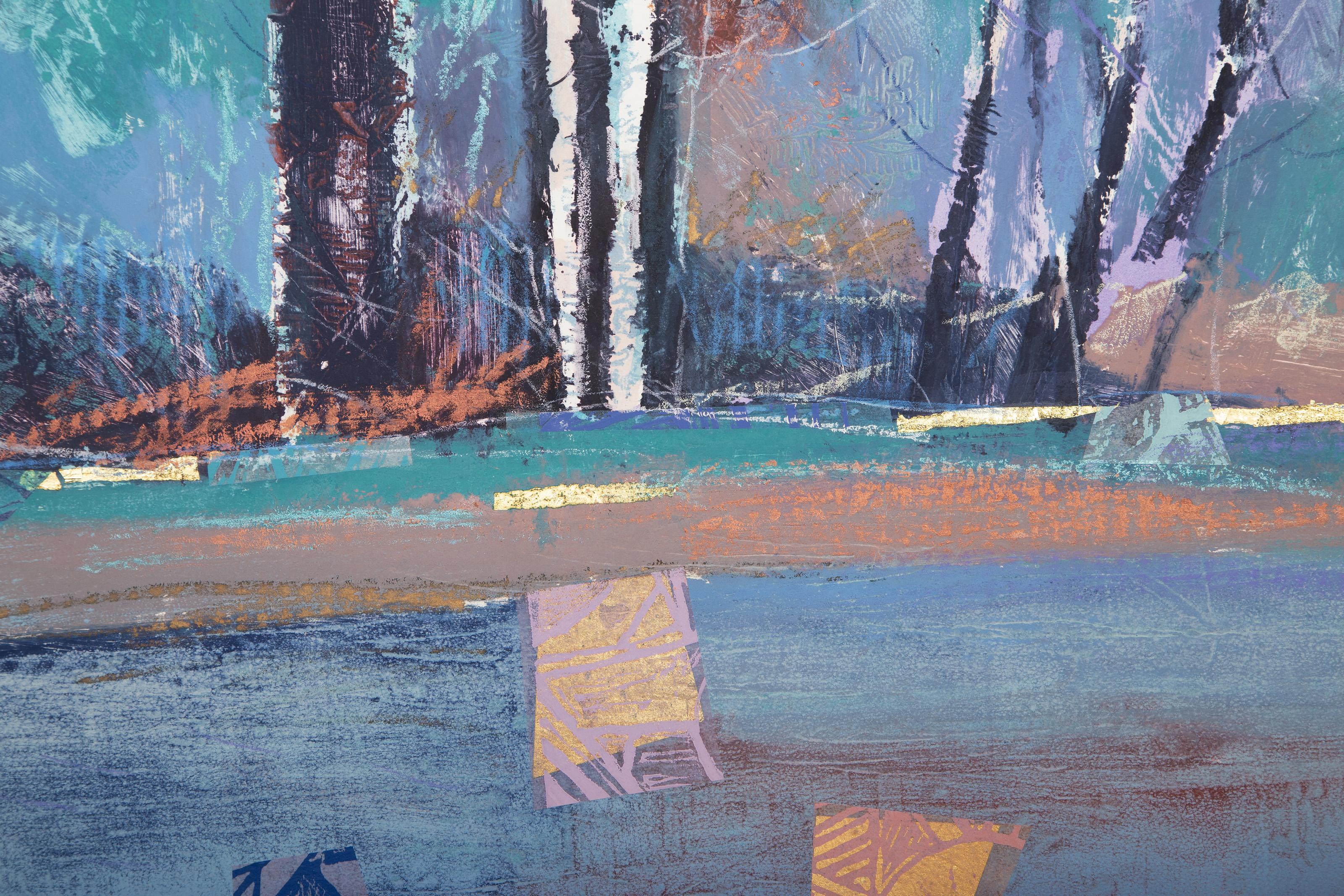 Enchanted Grove II, Monoprint and mixed media by Manuel Rodriguez Jr. For Sale 1