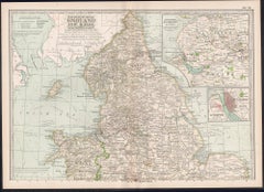 Inglaterra y Gales, Parte Norte. Atlas del Siglo mapa antiguo de época