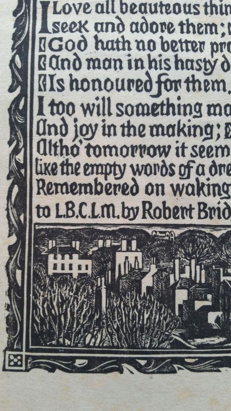English Antique Woodcut Engraving, of Prose by Robert Bridges - Gray Print by Unknown