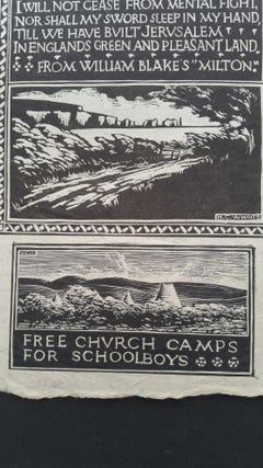 English Antique Woodcut Engraving, William Blakes's Milton