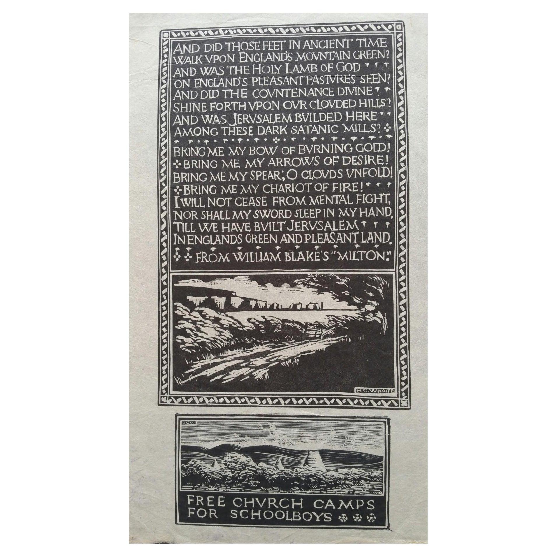 Print de Unknown - Grabado xilográfico antiguo inglés, Milton de William Blakes