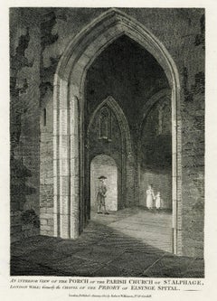 English School, Siglo XIX. -Vista interior del pórtico ... Iglesia St. Alphage