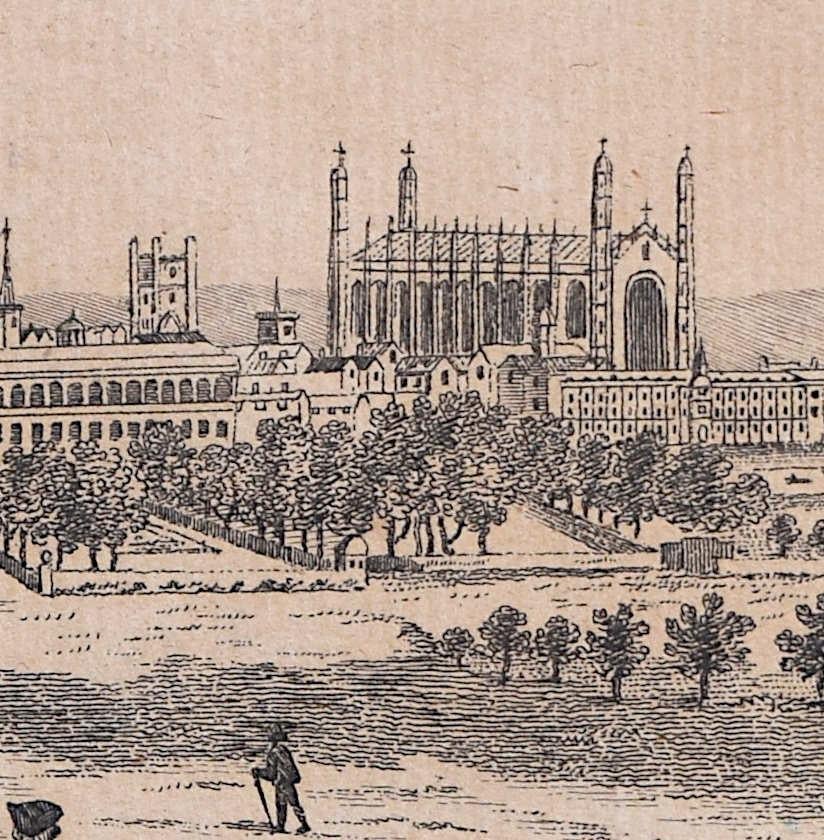 Engraved 18th century view of Cambridge - Print by Unknown