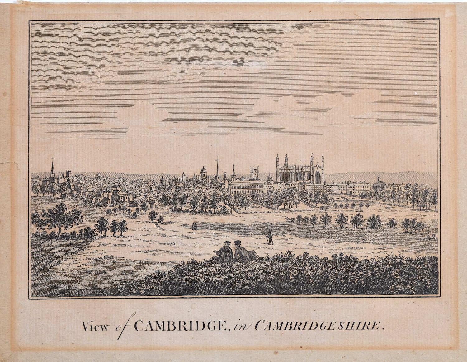 Unknown Landscape Print - Engraved 18th century view of Cambridge