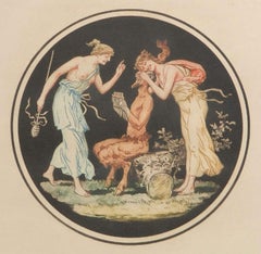 Engraving Pan Nymphs after Jean Guillaume Moitte Allegorical Decorative Print 
