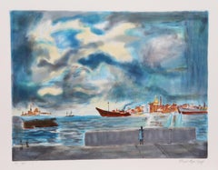 Entrance to Venice, Modern Lithograph by Lloyd Lozes Goff