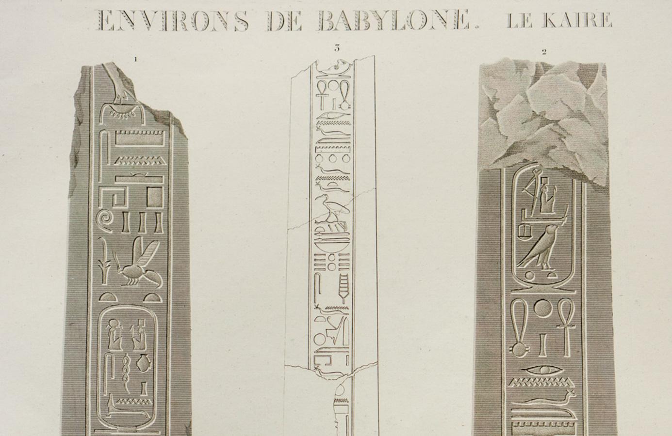 Environs de Babylone. Le Kaire.  / Details des Quatre Faces d’un Obelisque Trouv - Print by Unknown