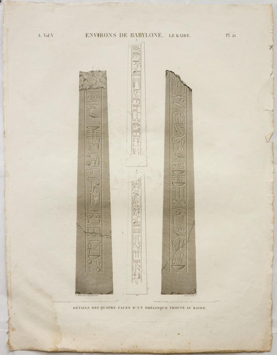 Unknown Still-Life Print - Environs de Babylone. Le Kaire. / Details des Quatre Faces d’un Obelisque Trouve