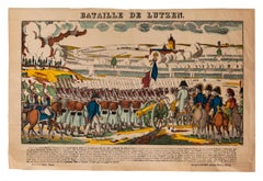 Epinal Print, Bataille De Lutzen - Original Hand-color Lithograph - 19th Century