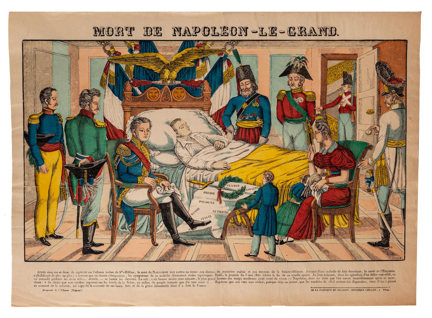 Unknown Figurative Print - Epinal Print - Death of Napoleone Bonaparte - Original Lithograph - 19th Century