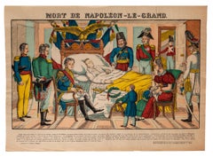 Antique Epinal Print - Death of Napoleone Bonaparte - Original Lithograph - 19th Century