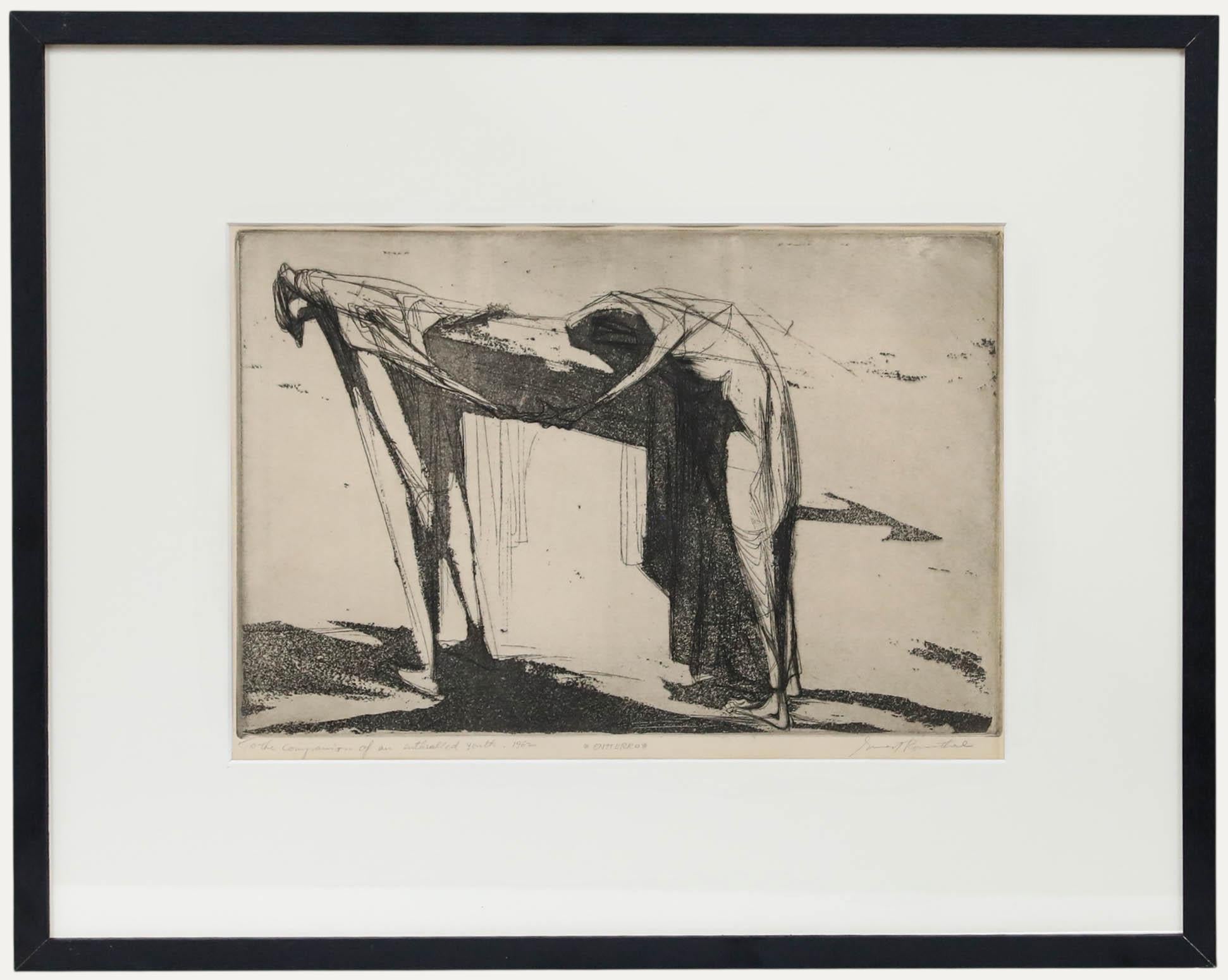 Unknown Abstract Print - Ernest Rosenthal (b.1920) - Framed 1962 Etching, Entierro