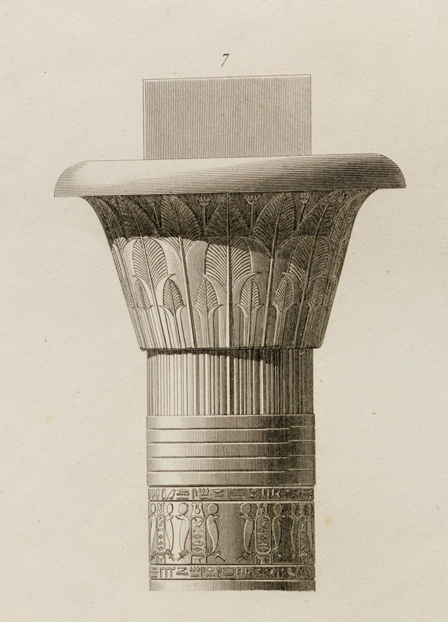 Esne (Latopolis). / Plans et Elevations de Six Chapiteaux du Portique - Print by Unknown