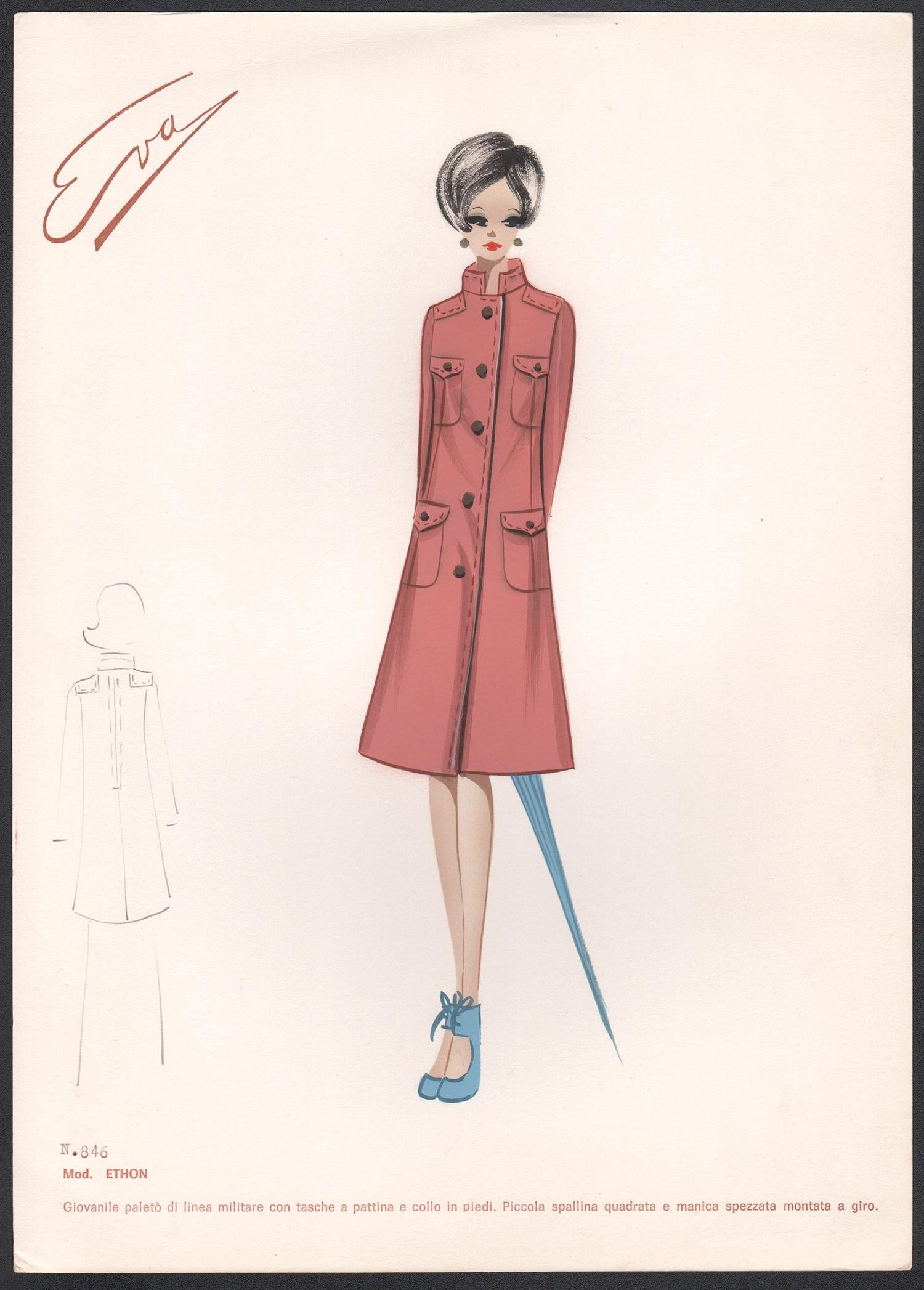 'Ethon' Italian 1960s Women's Fashion Design Illustration