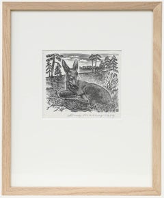 Eugene Pichell (1905-1976) - Gerahmter Holzstich aus dem Jahr 1959, Das Rehkitz