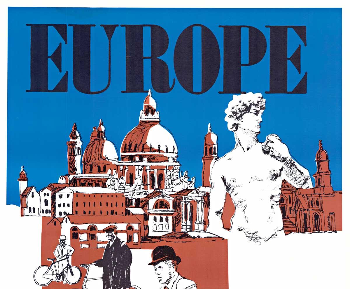 Europe on Bicycles, serigraph pop art style - Print by Unknown