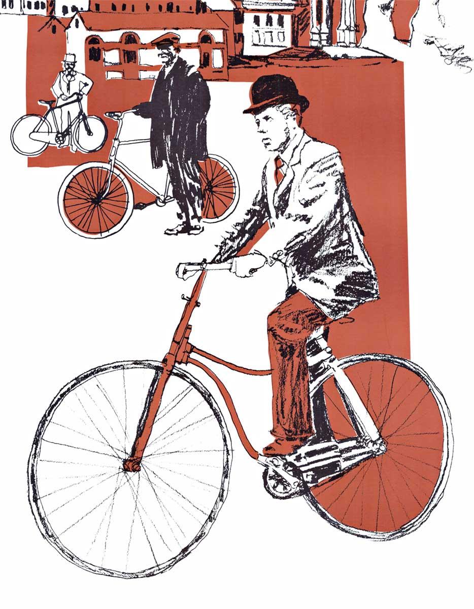 Europe on Bicycles, serigraph pop art style - Post-Modern Print by Unknown
