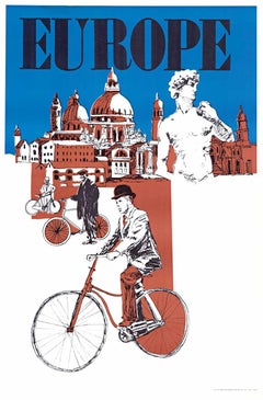 Europa in bicicletta, serigrafia in stile pop art