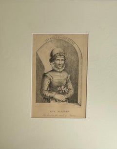 Eve Fleigen Lithograph Print, 19th Century Engraving, Unframed