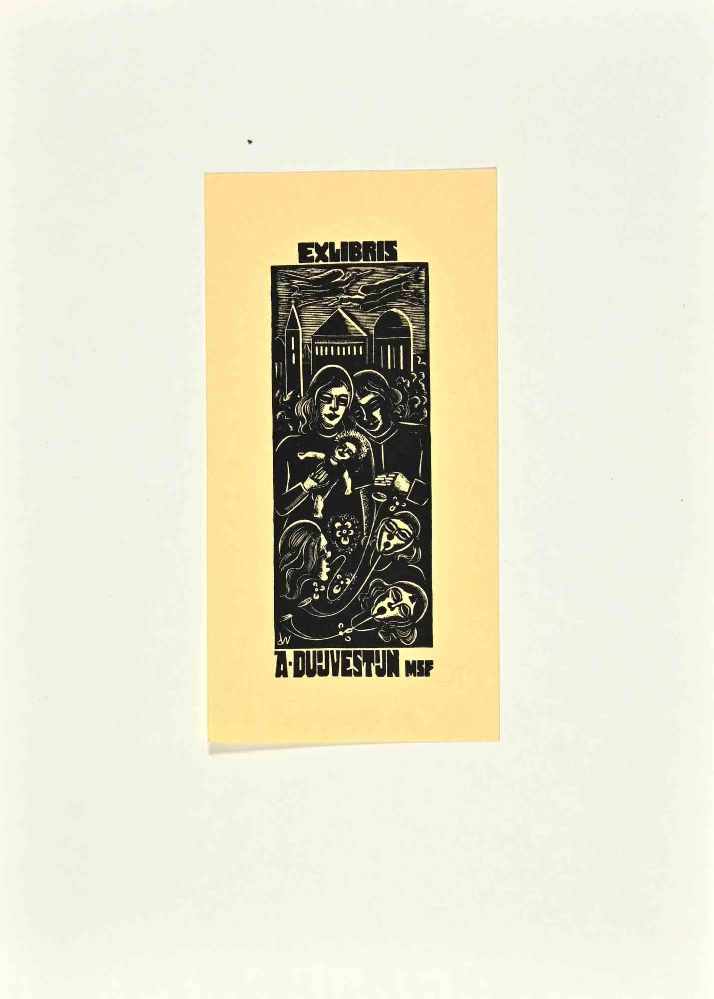 Ex Libris A. Dujvestjn MSF - Woodcut - Mid 20th Century
