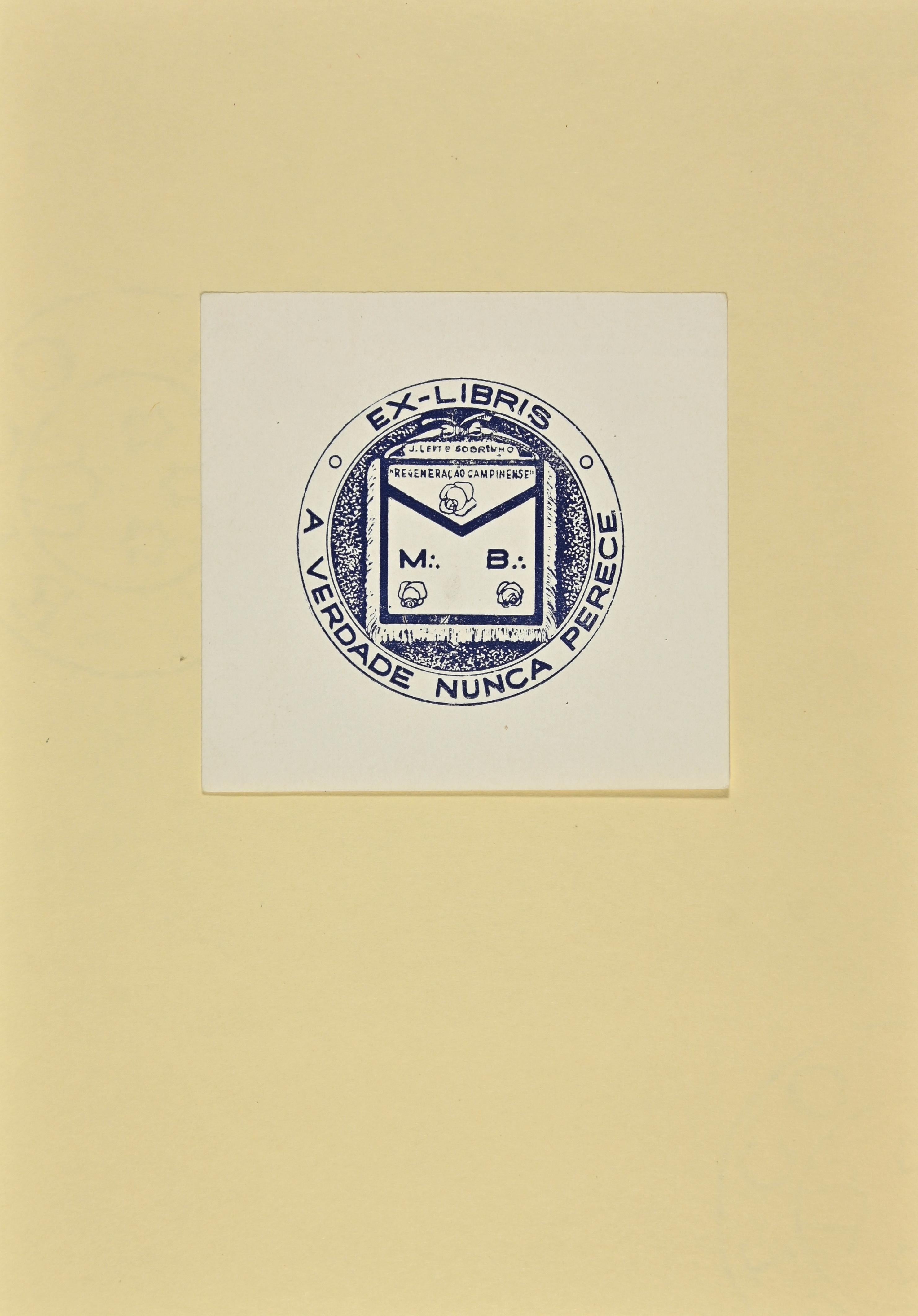 Unknown Figurative Print – Ex-Libris – A Verdade Nunca Perece – Holzschnitt – Mitte des 20. Jahrhunderts